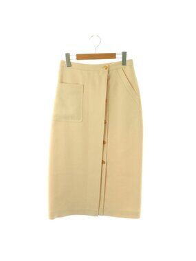 Gucci GG Button Wrap Skirt Tight Silk Mix Long 38 Light Beige